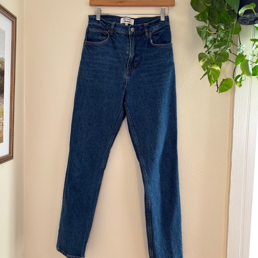 Reformation Liza ultra high rise jeans size 28 organic cotton dark wash